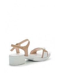 Бежевые кожаные босоножки на каблуке от Mabu