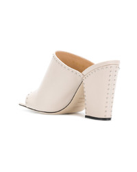 Бежевые кожаные босоножки на каблуке от Sergio Rossi