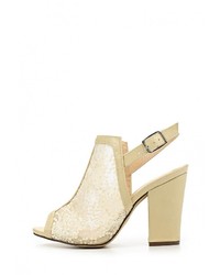 Бежевые кожаные босоножки на каблуке от Tulipano