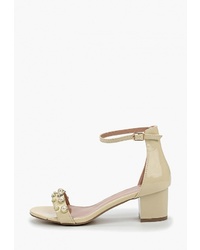 Бежевые кожаные босоножки на каблуке от Vivian Royal