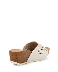 Женские бежевые кожаные босоножки от Flyfor