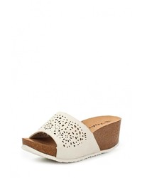 Женские бежевые кожаные босоножки от Flyfor