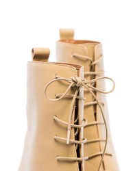 Бежевые кожаные ботильоны на шнуровке от BY FA