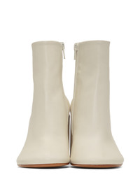 Бежевые кожаные ботильоны от MM6 MAISON MARGIELA