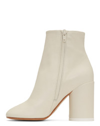 Бежевые кожаные ботильоны от MM6 MAISON MARGIELA