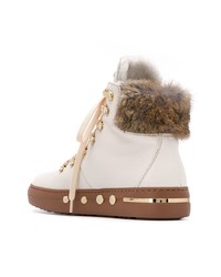 Женские бежевые кожаные ботинки на шнуровке от Baldinini