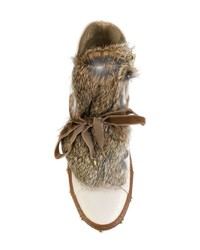 Женские бежевые кожаные ботинки на шнуровке от Baldinini