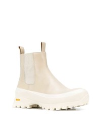 Женские бежевые кожаные ботинки челси от Jil Sander