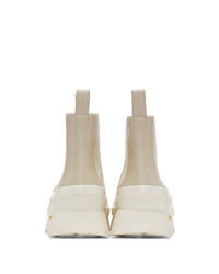 Женские бежевые кожаные ботинки челси от Jil Sander