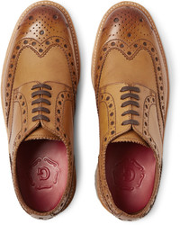 Бежевые кожаные броги от Grenson