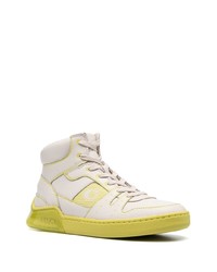 Мужские бежевые кожаные высокие кеды от Coach