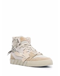 Мужские бежевые кожаные высокие кеды от Off-White