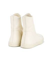 Мужские бежевые кожаные высокие кеды от Rick Owens