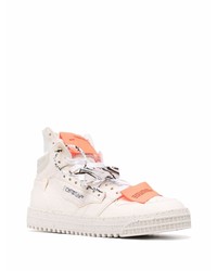 Мужские бежевые кожаные высокие кеды от Off-White