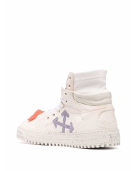 Мужские бежевые кожаные высокие кеды от Off-White