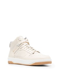 Мужские бежевые кожаные высокие кеды от Santoni