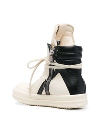 Мужские бежевые кожаные высокие кеды от Rick Owens
