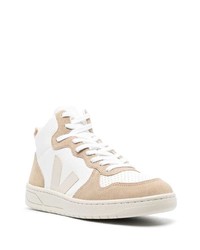 Мужские бежевые кожаные высокие кеды от Veja