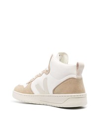 Мужские бежевые кожаные высокие кеды от Veja