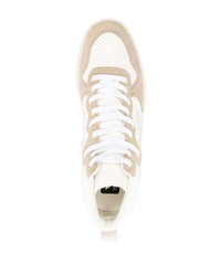 Мужские бежевые кожаные высокие кеды от Veja