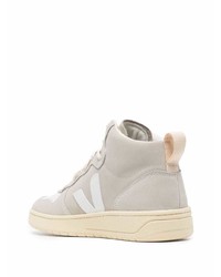 Мужские бежевые кожаные высокие кеды от Veja