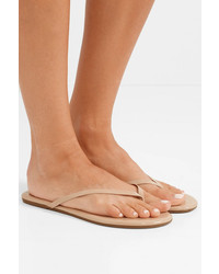 Бежевые кожаные вьетнамки от TKEES