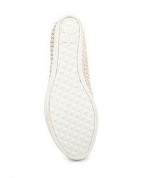 Бежевые кожаные кроссовки на танкетке от Keddo