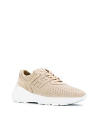 Мужские бежевые кожаные кроссовки от Hogan