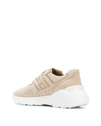 Мужские бежевые кожаные кроссовки от Hogan
