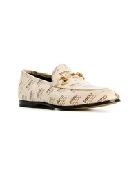 Мужские бежевые кожаные лоферы от Gucci