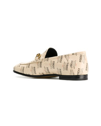 Мужские бежевые кожаные лоферы от Gucci