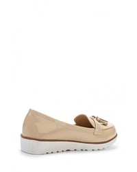 Женские бежевые кожаные лоферы от Laik