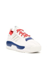 Мужские бежевые кожаные низкие кеды с украшением от Y-3