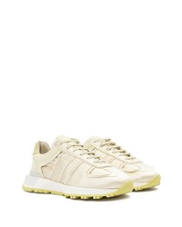 Мужские бежевые кожаные низкие кеды от Maison Margiela