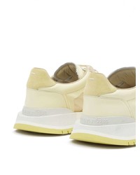 Мужские бежевые кожаные низкие кеды от Maison Margiela