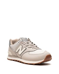 Мужские бежевые кожаные низкие кеды от New Balance