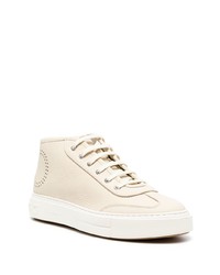 Мужские бежевые кожаные низкие кеды от Salvatore Ferragamo