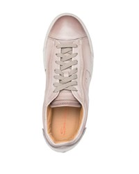 Мужские бежевые кожаные низкие кеды от Santoni