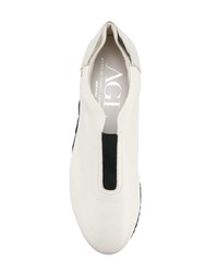 Женские бежевые кожаные низкие кеды от AGL