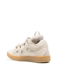 Мужские бежевые кожаные низкие кеды от Lanvin