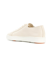 Мужские бежевые кожаные низкие кеды от Santoni