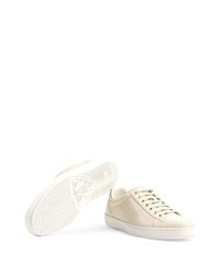 Мужские бежевые кожаные низкие кеды от Gucci