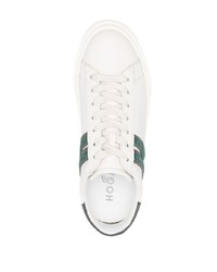 Мужские бежевые кожаные низкие кеды от Hogan