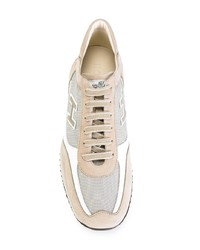 Мужские бежевые кожаные низкие кеды от Hogan