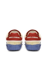 Мужские бежевые кожаные низкие кеды от Dolce & Gabbana