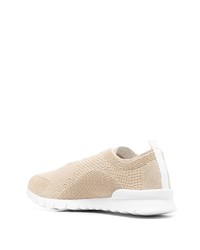 Мужские бежевые кожаные низкие кеды от Kiton