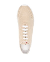 Мужские бежевые кожаные низкие кеды от Kiton