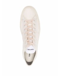 Мужские бежевые кожаные низкие кеды от Tom Ford