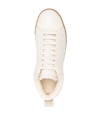 Мужские бежевые кожаные низкие кеды от Bottega Veneta