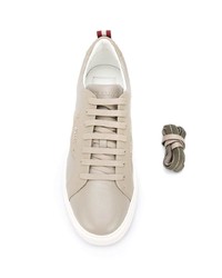 Мужские бежевые кожаные низкие кеды от Bally